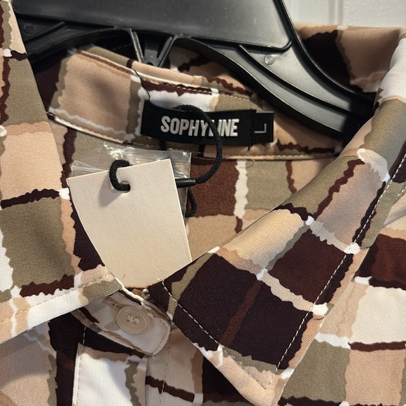 Geometric Patterned Shirt Dress L - Picture 4 of 7